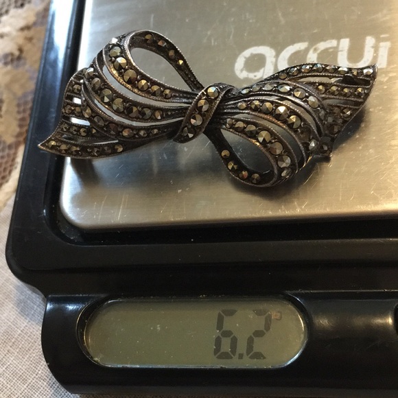 Antique Silver Marquisette Bow Pin - Picture 7 of 7